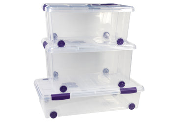 Cofan - Caja de ordenación con ruedas Ricordi | Polipropileno transparente | Tapa a presión